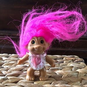 Vintage Treasure Trolls baby pink hair